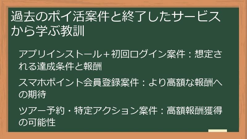 過去のポイ活案件と終了したサービスから学ぶ教訓
