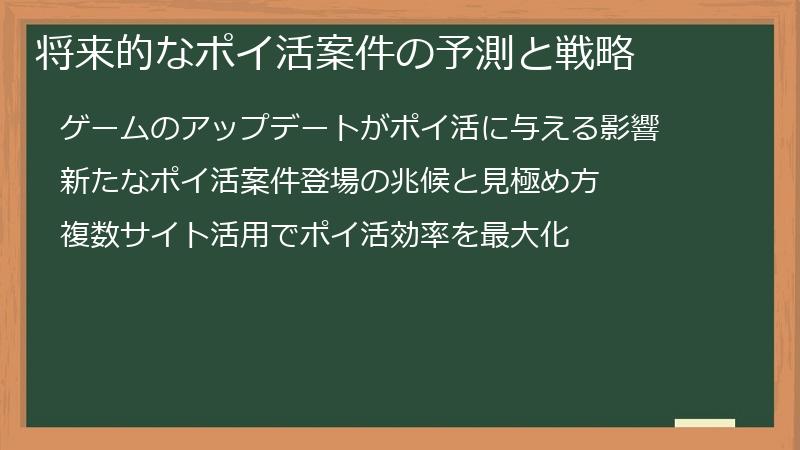 将来的なポイ活案件の予測と戦略