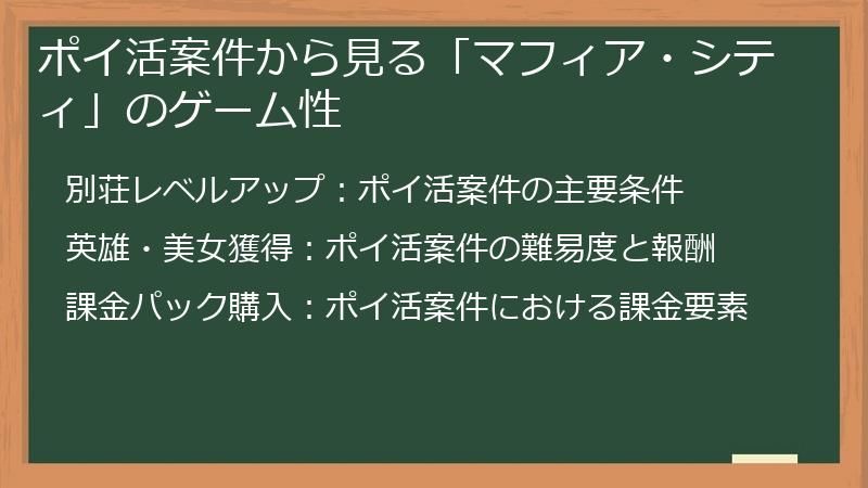 ポイ活案件から見る「マフィア・シティ」のゲーム性