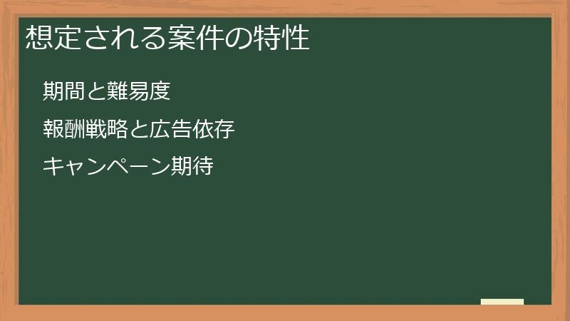 想定される案件の特性