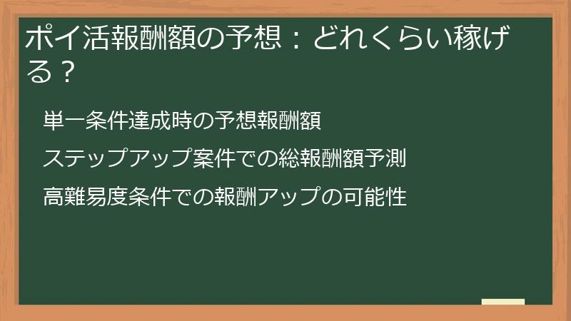 ポイ活報酬額の予想：どれくらい稼げる？
