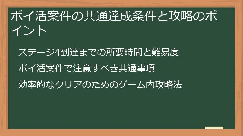 ポイ活案件の共通達成条件と攻略のポイント