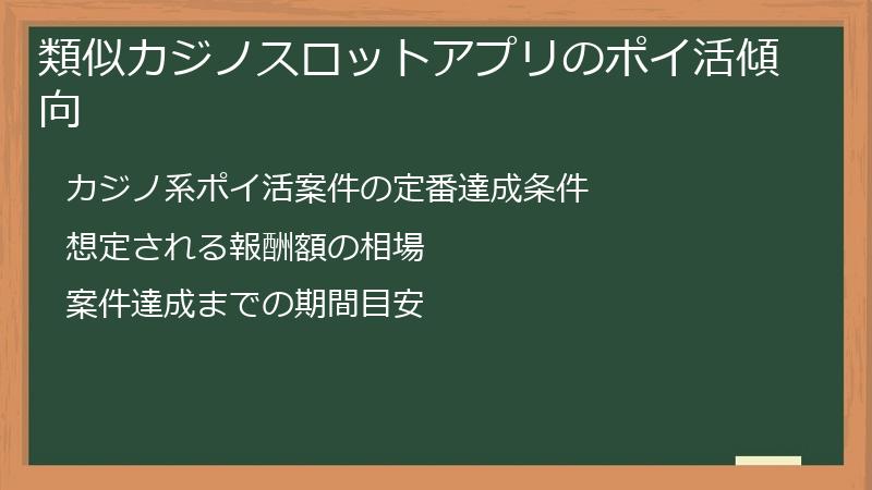 類似カジノスロットアプリのポイ活傾向