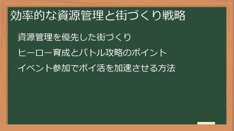 効率的な資源管理と街づくり戦略