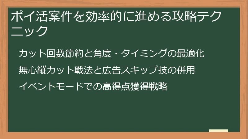 ポイ活案件を効率的に進める攻略テクニック
