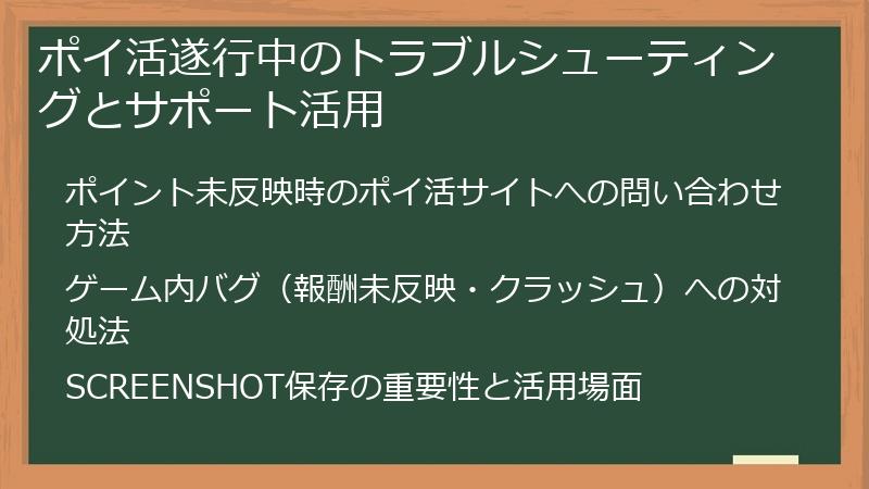 ポイ活遂行中のトラブルシューティングとサポート活用