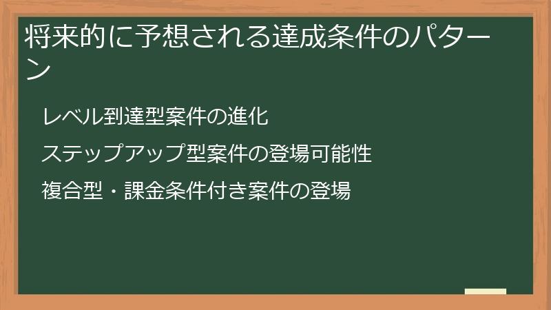 将来的に予想される達成条件のパターン