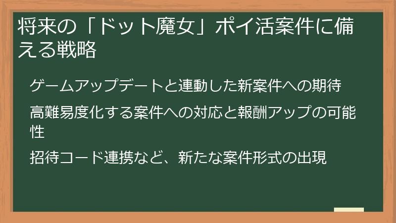 将来の「ドット魔女」ポイ活案件に備える戦略