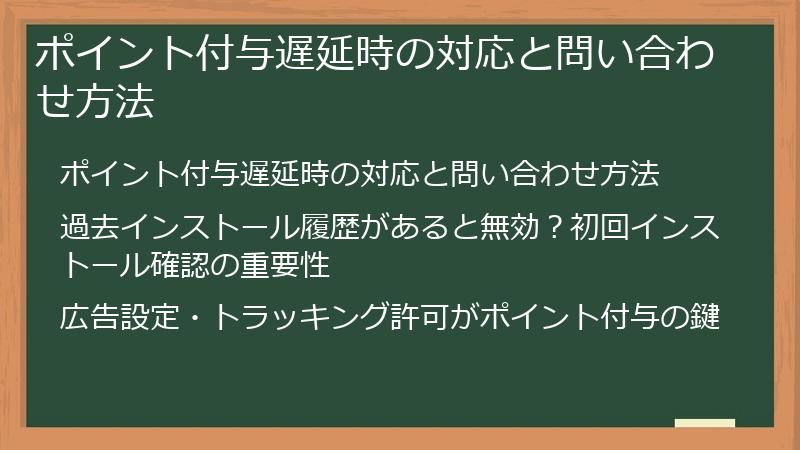 ポイント付与遅延時の対応と問い合わせ方法