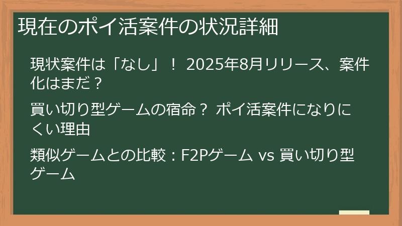 現在のポイ活案件の状況詳細