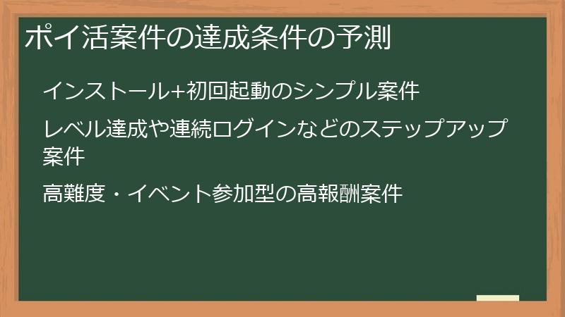ポイ活案件の達成条件の予測