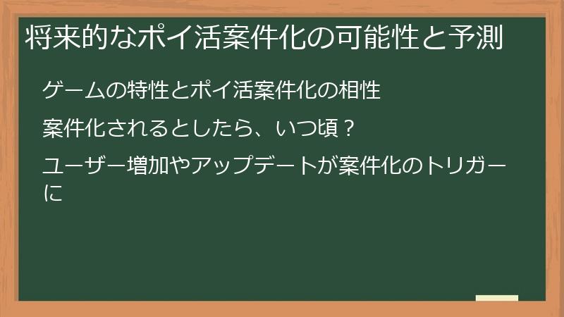 将来的なポイ活案件化の可能性と予測