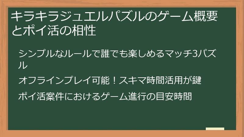 キラキラジュエルパズルのゲーム概要とポイ活の相性
