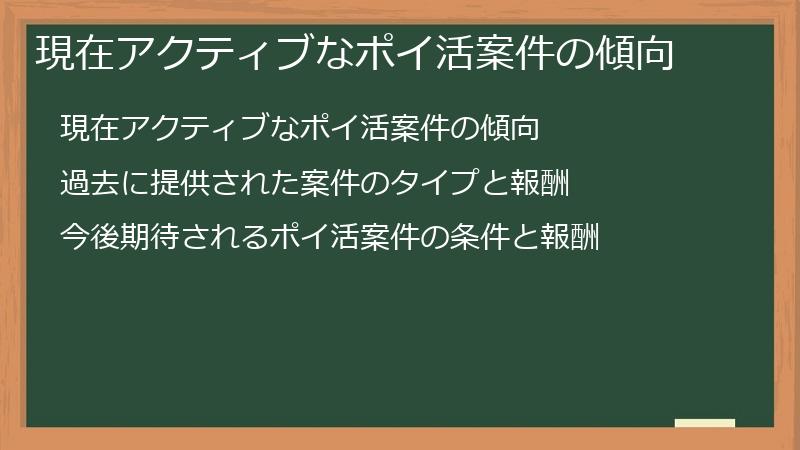 現在アクティブなポイ活案件の傾向