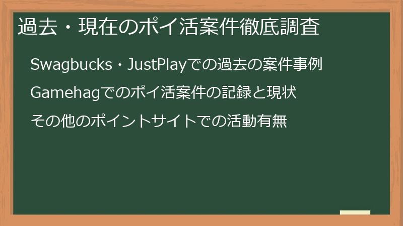 過去・現在のポイ活案件徹底調査