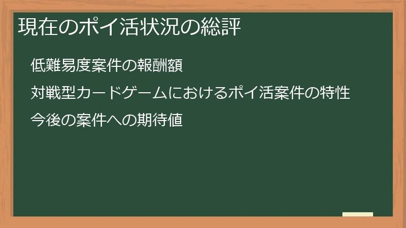 現在のポイ活状況の総評