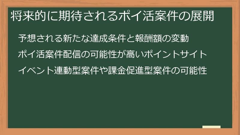 将来的に期待されるポイ活案件の展開
