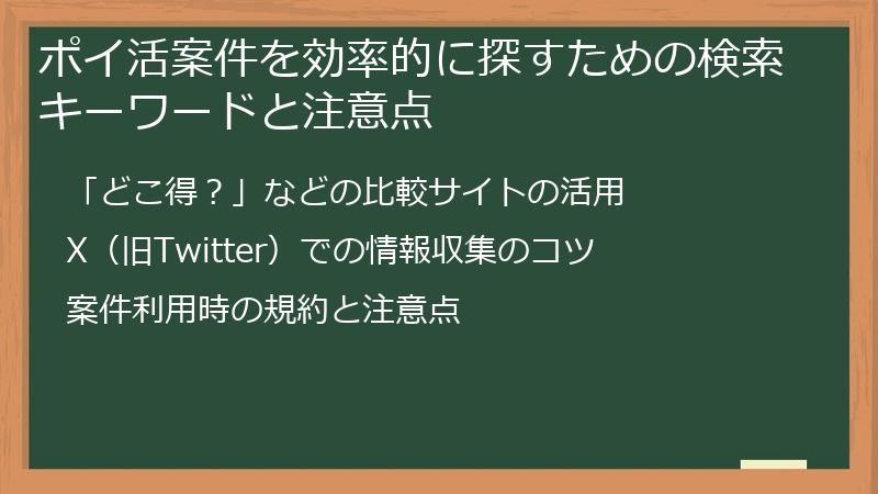 ポイ活案件を効率的に探すための検索キーワードと注意点