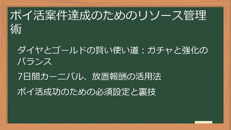 ポイ活案件達成のためのリソース管理術
