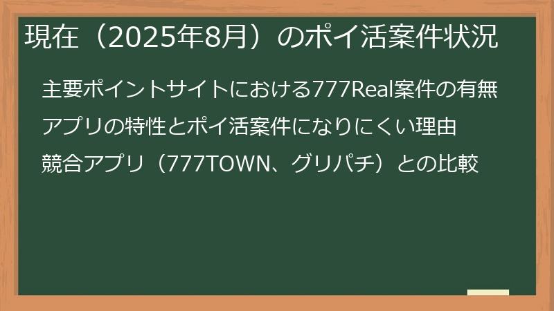 現在（2025年8月）のポイ活案件状況