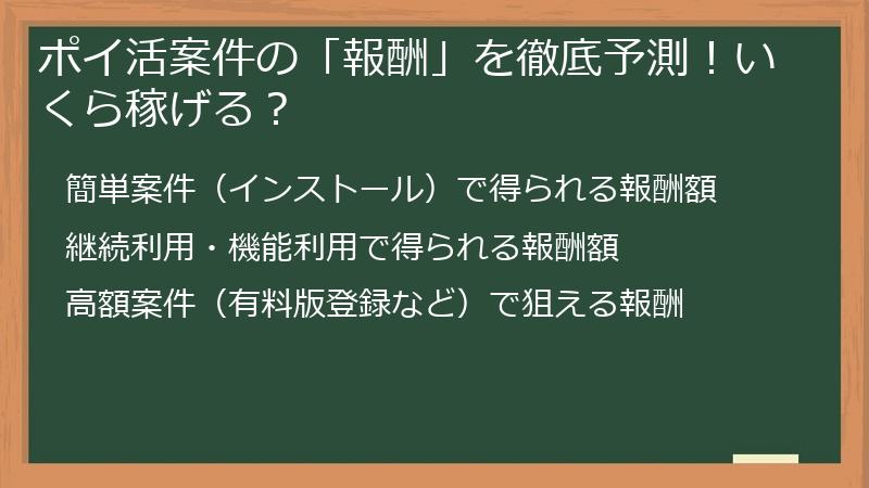 ポイ活案件の「報酬」を徹底予測！いくら稼げる？