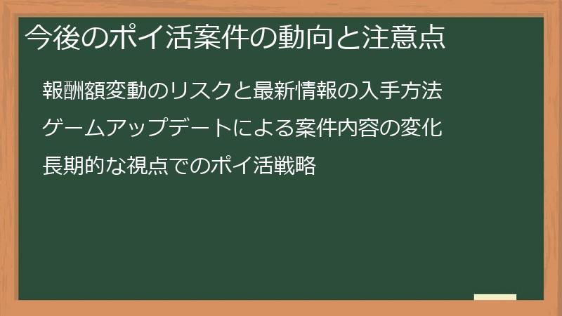 今後のポイ活案件の動向と注意点