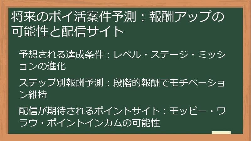 将来のポイ活案件予測：報酬アップの可能性と配信サイト