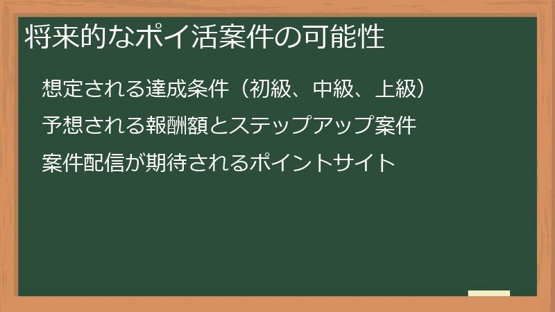 将来的なポイ活案件の可能性