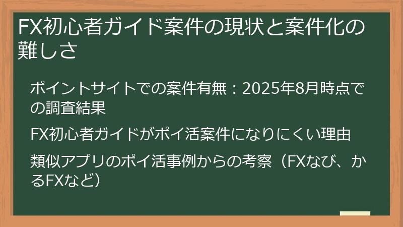 FX初心者ガイド案件の現状と案件化の難しさ