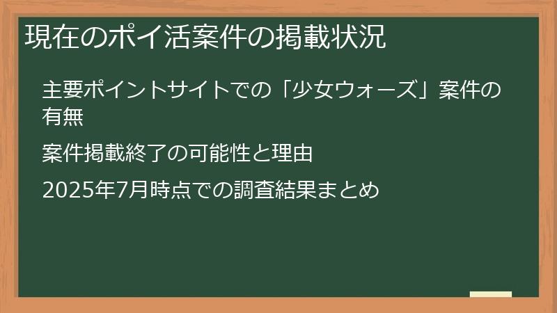 現在のポイ活案件の掲載状況