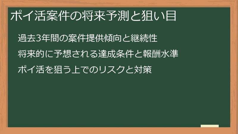 ポイ活案件の将来予測と狙い目