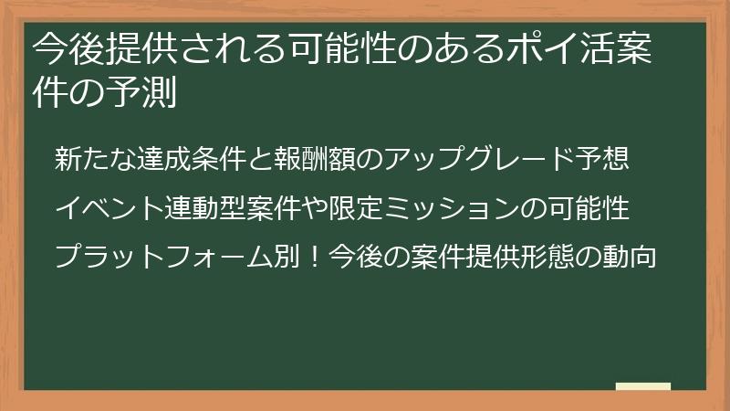 今後提供される可能性のあるポイ活案件の予測
