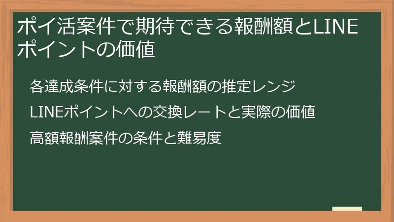 ポイ活案件で期待できる報酬額とLINEポイントの価値