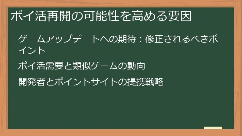 ポイ活再開の可能性を高める要因