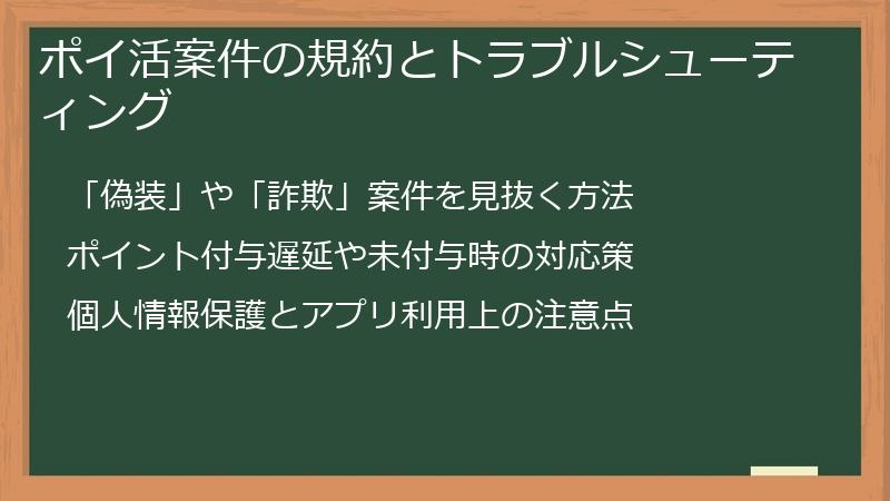 ポイ活案件の規約とトラブルシューティング