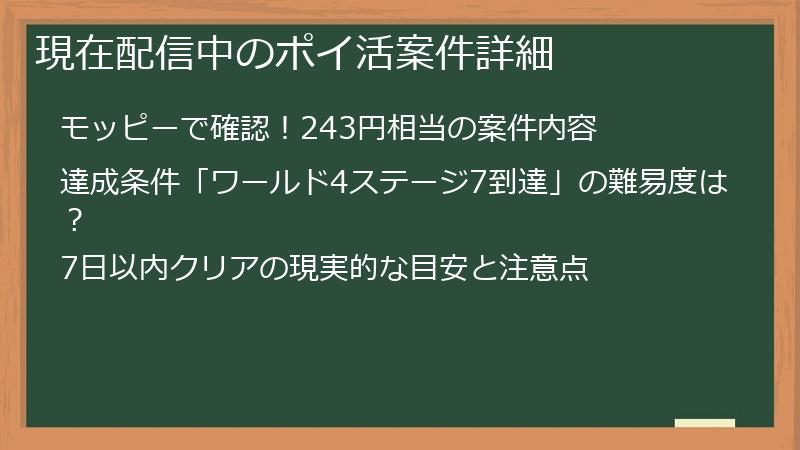 現在配信中のポイ活案件詳細