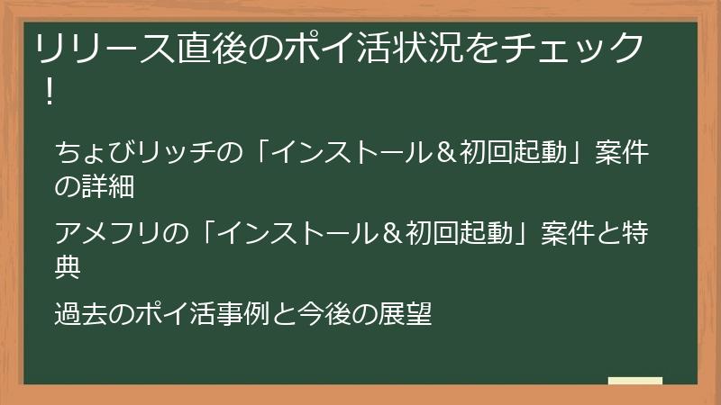 リリース直後のポイ活状況をチェック！