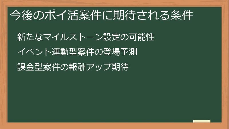 今後のポイ活案件に期待される条件