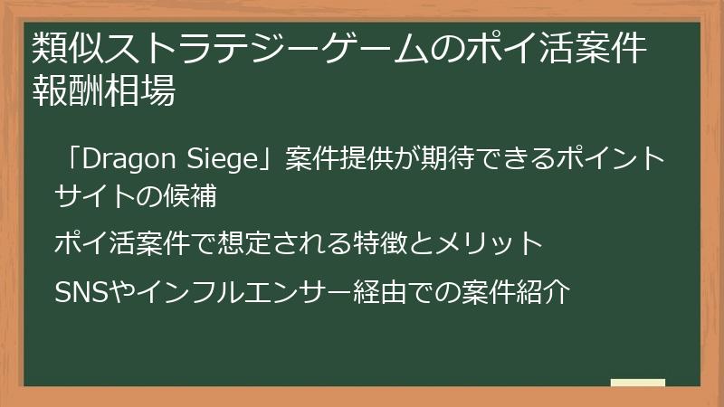 類似ストラテジーゲームのポイ活案件報酬相場