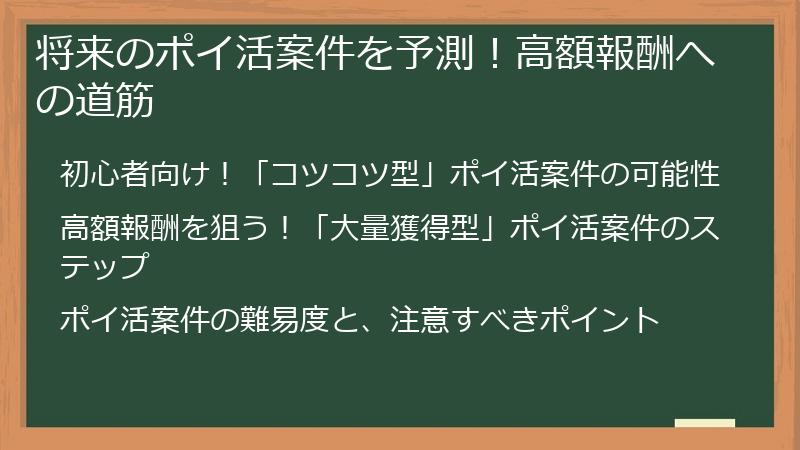 将来のポイ活案件を予測！高額報酬への道筋