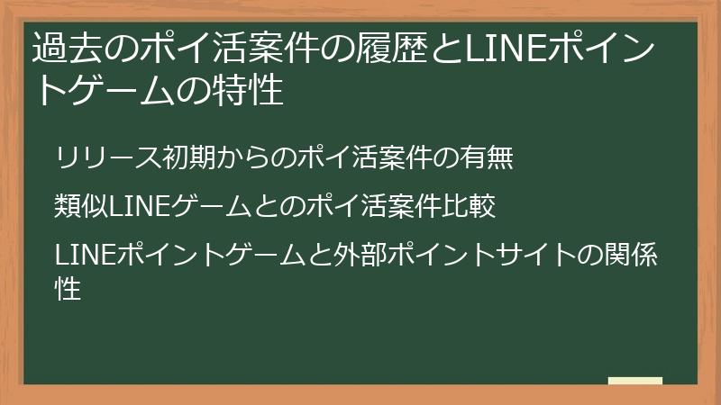 過去のポイ活案件の履歴とLINEポイントゲームの特性