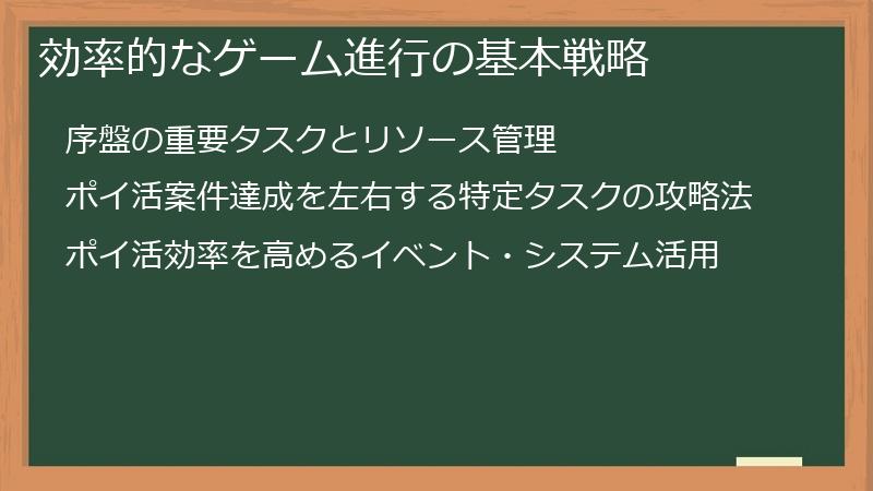 効率的なゲーム進行の基本戦略