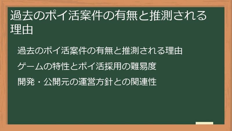 過去のポイ活案件の有無と推測される理由