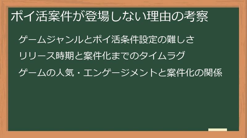 ポイ活案件が登場しない理由の考察
