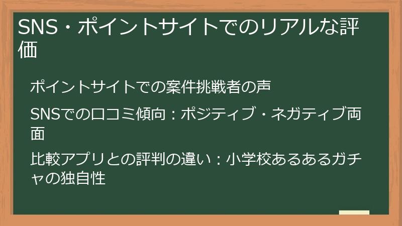 SNS・ポイントサイトでのリアルな評価