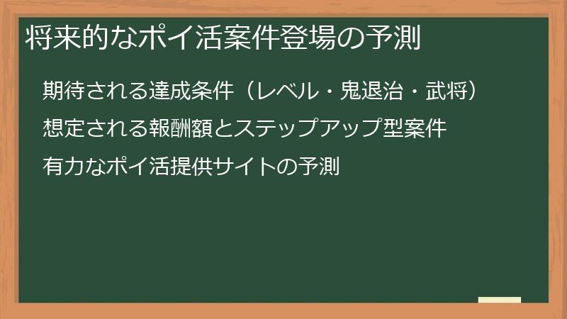将来的なポイ活案件登場の予測