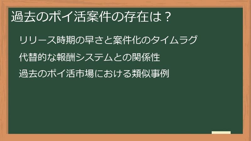 過去のポイ活案件の存在は？