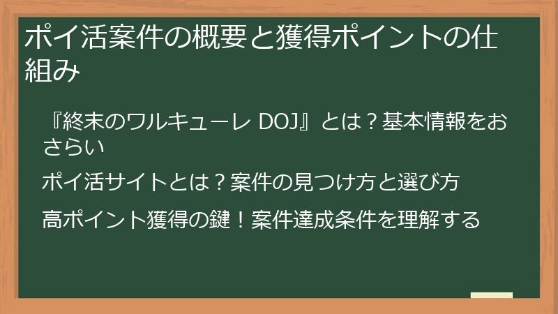 ポイ活案件の概要と獲得ポイントの仕組み