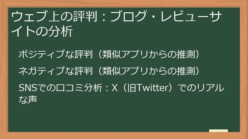 ウェブ上の評判：ブログ・レビューサイトの分析
