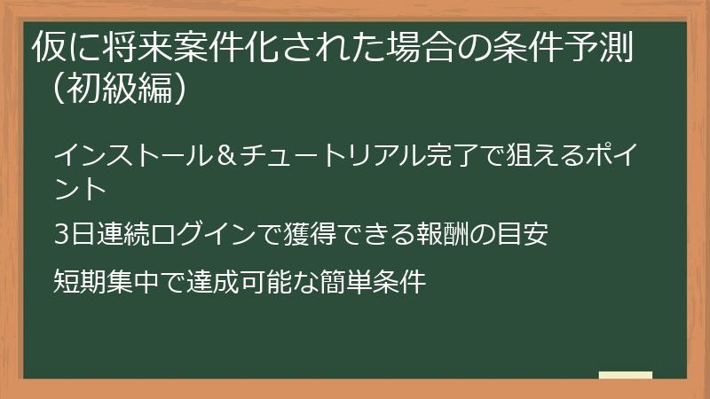 仮に将来案件化された場合の条件予測（初級編）